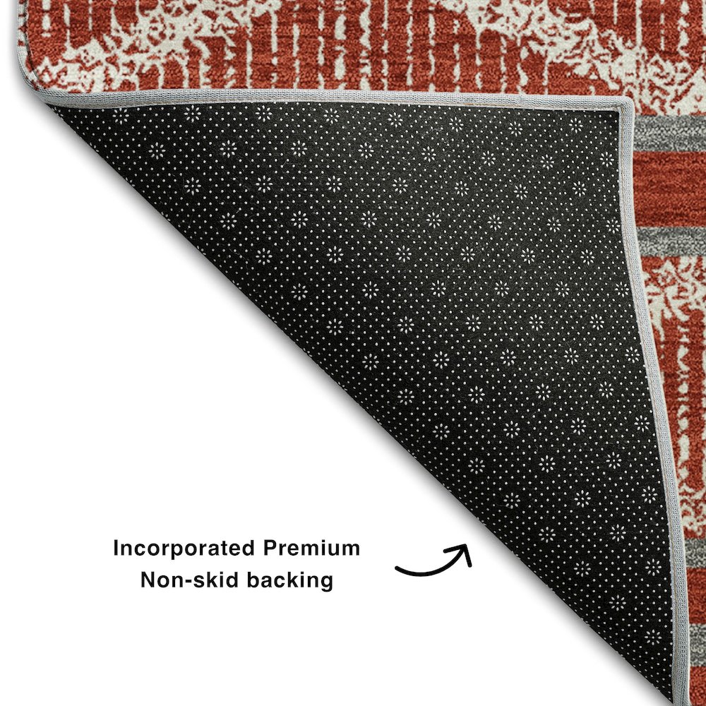 Premium Machine Washable Mayfield AMF1029 Red 8' x 10' Rug