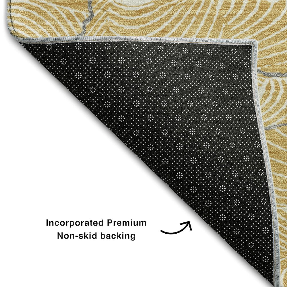 Premium Machine Washable Mayfield AMF1048 Gold 8' x 10' Rug