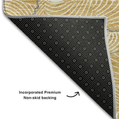 Premium Machine Washable Mayfield AMF1048 Gold 8' x 10' Rug