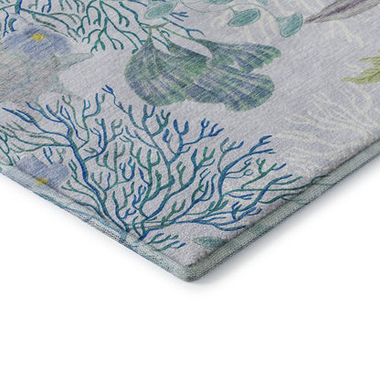 Premium Machine Washable Mayfield  Aqua 8' x 10' Rug