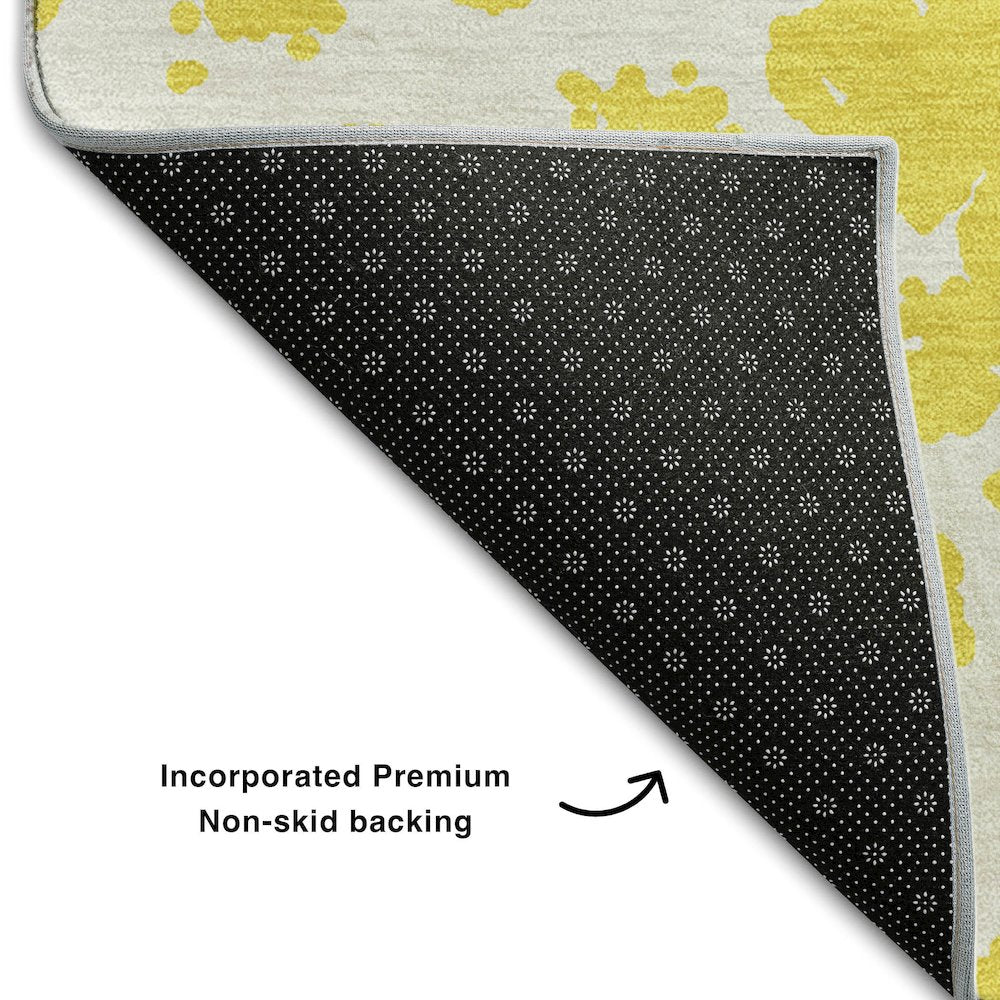 Premium Machine Washable Mayfield  Yellow 8' x 10' Rug