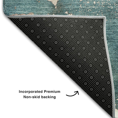 Premium Machine Washable Mayfield  Teal 8' x 10' Rug