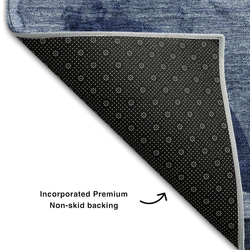 Premium Machine Washable Mayfield  Navy 8' x 10' Rug