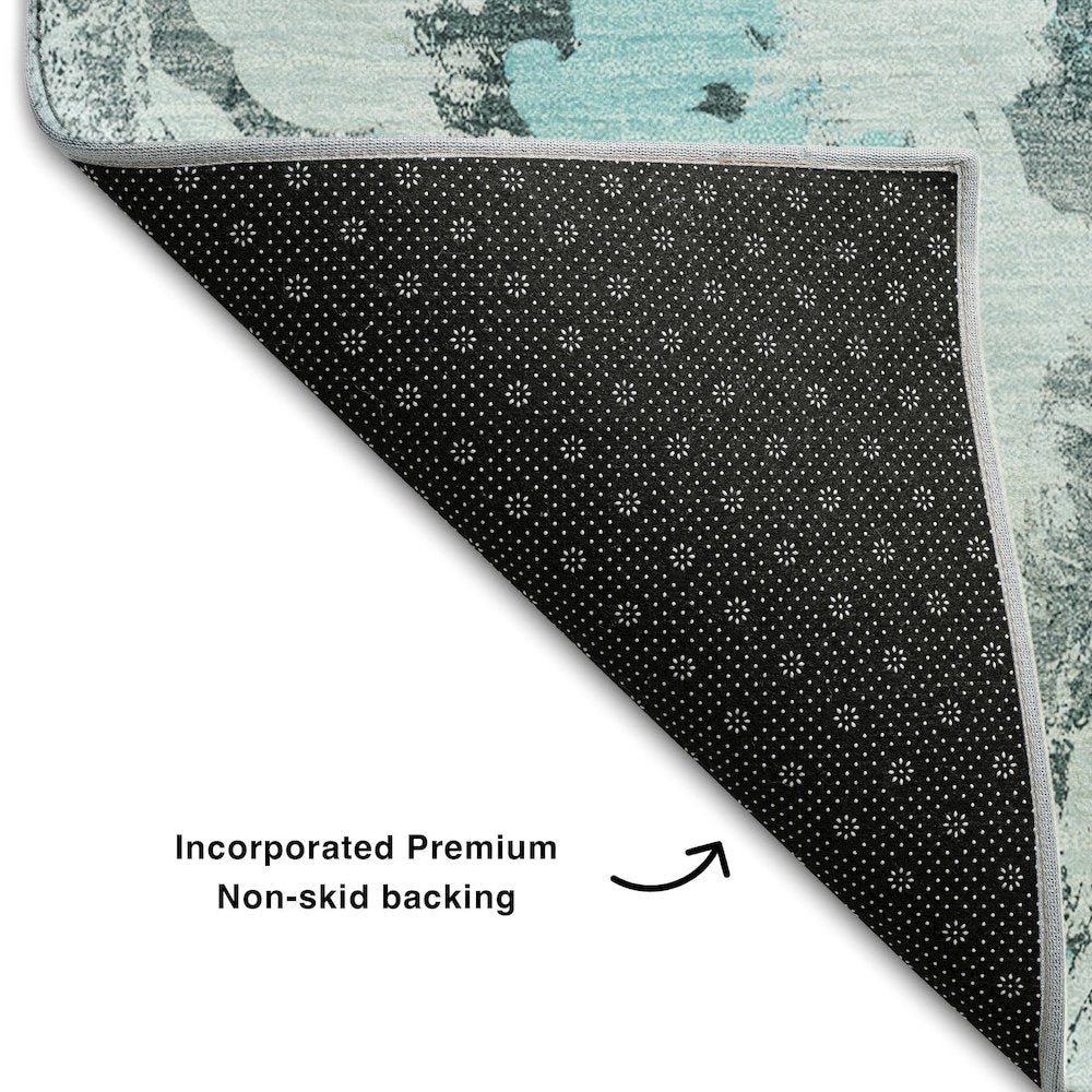 Premium Machine Washable Mayfield  Teal 8' x 10' Rug