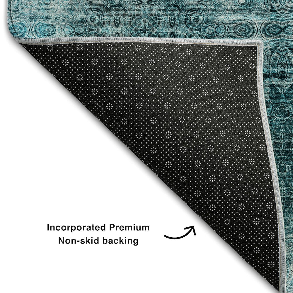 Premium Machine Washable Mayfield  Teal 8' x 10' Rug
