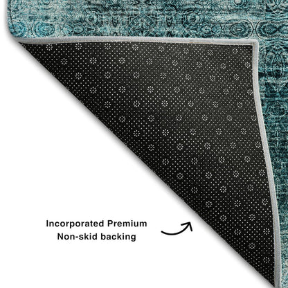 Premium Machine Washable Mayfield  Teal 8' x 10' Rug