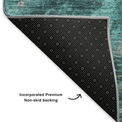 Premium Machine Washable Mayfield  Teal 8' x 10' Rug