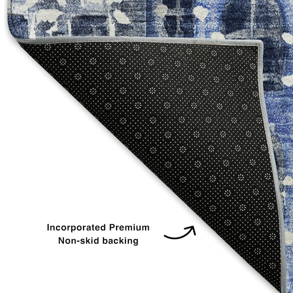 Premium Machine Washable Mayfield  Blue 8' x 10' Rug