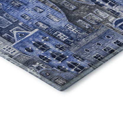 Premium Machine Washable Mayfield  Blue 8' x 10' Rug