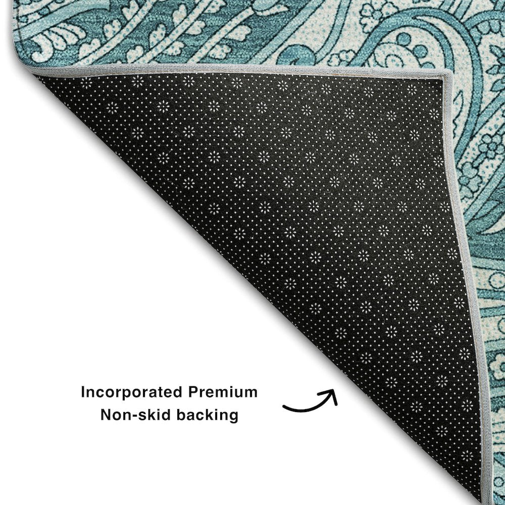 Premium Machine Washable Mayfield AMF654 Turquoise 8' x 10' Rug