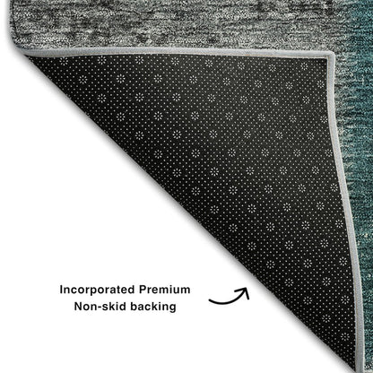 Premium Machine Washable Mayfield AMF663 Teal 8' x 10' Rug