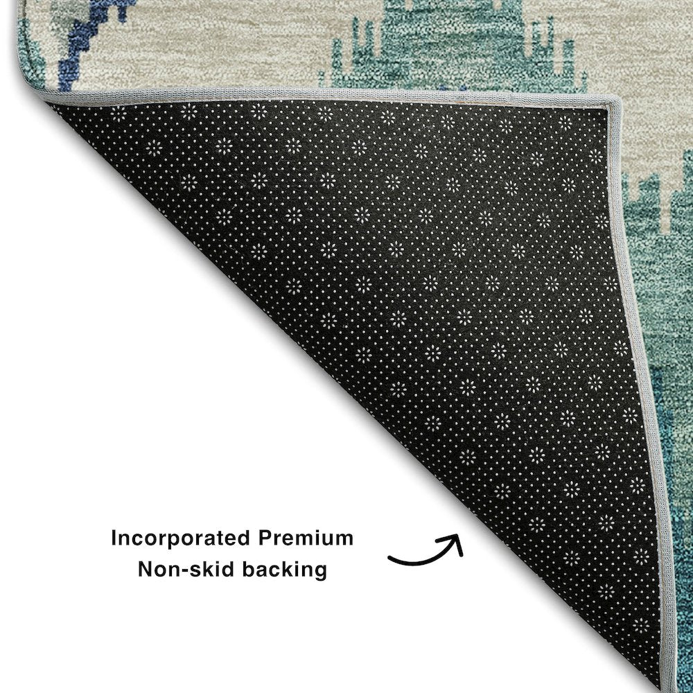 Premium Machine Washable Mayfield AMF743 Teal 8' x 10' Rug