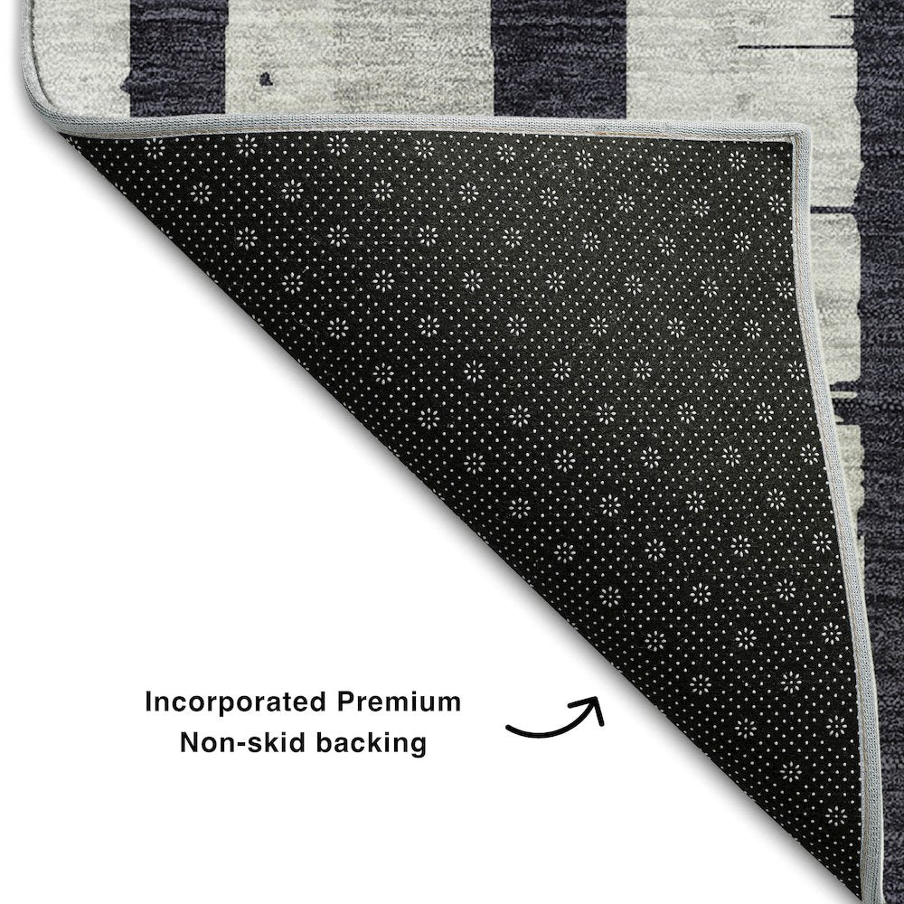 Premium Machine Washable Mayfield AMF872 Black 8' x 10' Rug