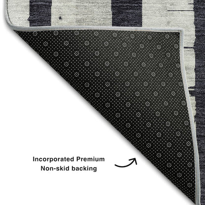 Premium Machine Washable Mayfield AMF872 Black 8' x 10' Rug