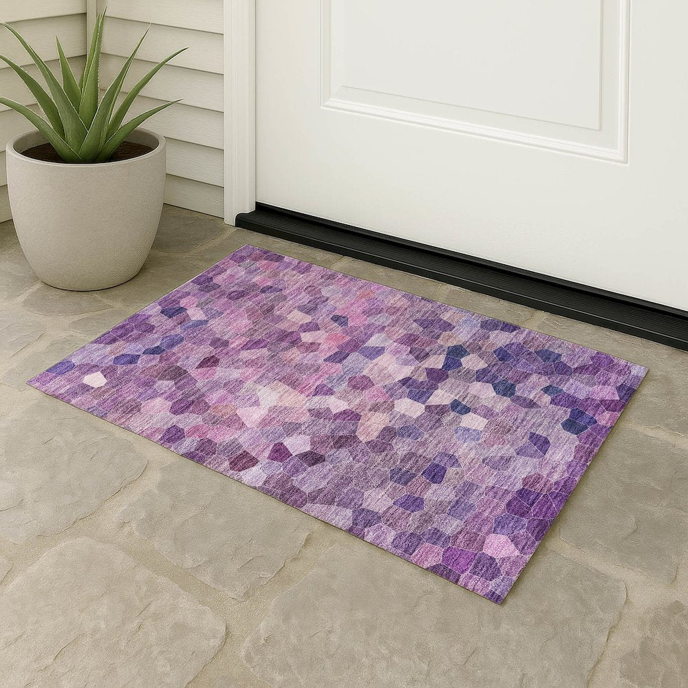 Luxury Washable Indoor/Outdoor Kaleidoscope KL1 Purple 10' x 14' Rug