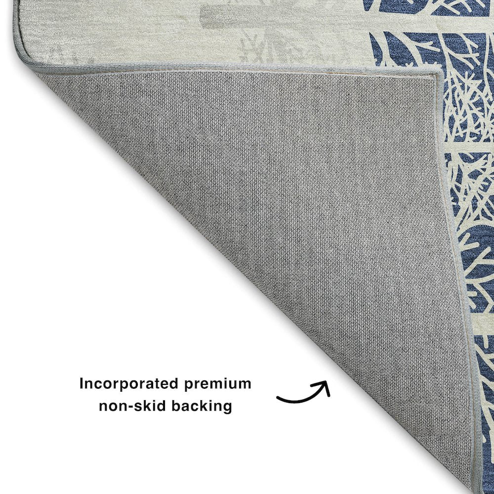 Luxury Washable Indoor/Outdoor Merry & Bright Navy 8' x 10' Rug