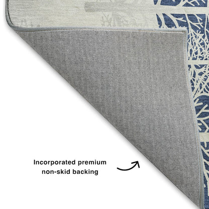 Luxury Washable Indoor/Outdoor Merry & Bright Navy 8' x 10' Rug