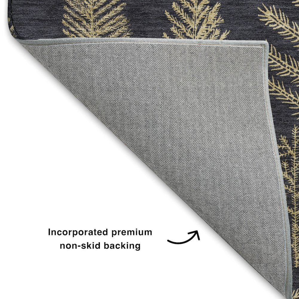 Luxury Washable Indoor/Outdoor Merry & Bright Black 8' x 10' Rug