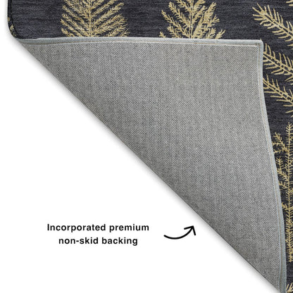 Luxury Washable Indoor/Outdoor Merry & Bright Black 8' x 10' Rug