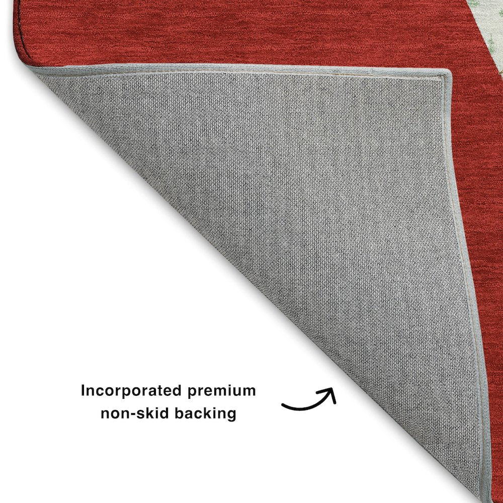 Luxury Washable Indoor/Outdoor Merry & Bright Red 8' x 10' Rug