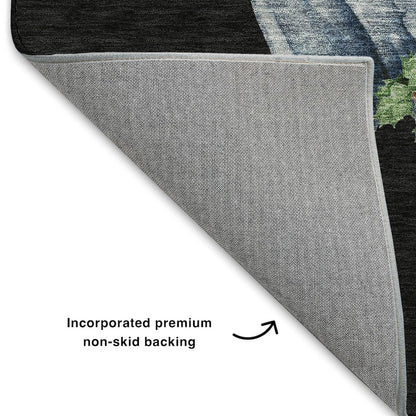 Luxury Washable Indoor/Outdoor Merry & Bright Black 8' x 10' Rug