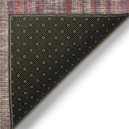 Waverly Burgundy Contemporary Striped 8' x 8' Round Rug Burgundy AWA31