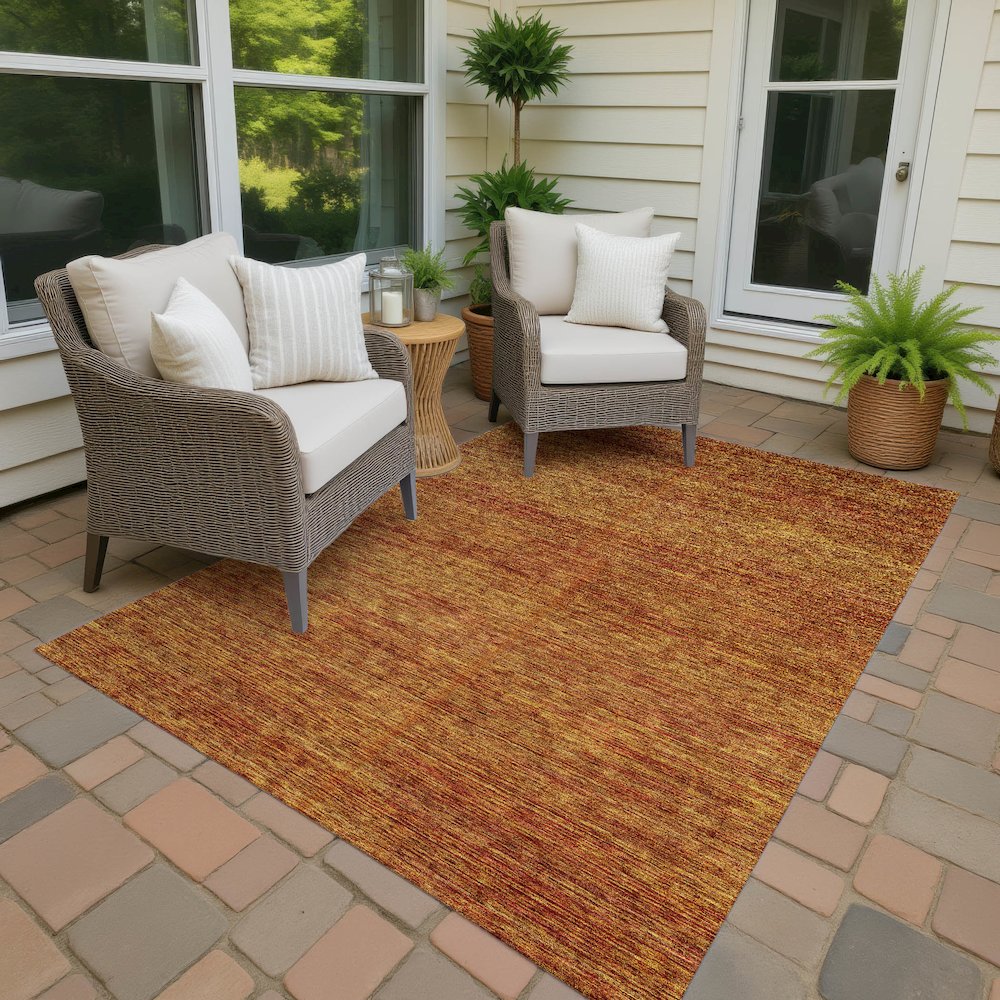 Luxury Washable Indoor/Outdoor Soft Essentials SE1 Orange 10' x 14' Rug