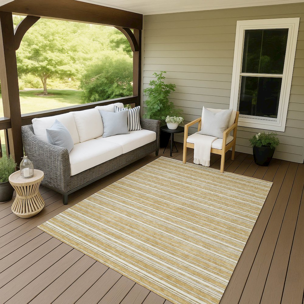 Luxury Washable Indoor/Outdoor Soft Essentials SE2 Gold 10' x 14' Rug