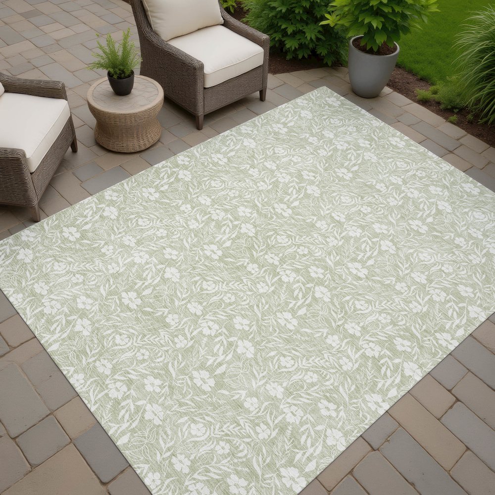 Luxury Washable Indoor/Outdoor Soft Essentials SE4 Green 10' x 14' Rug