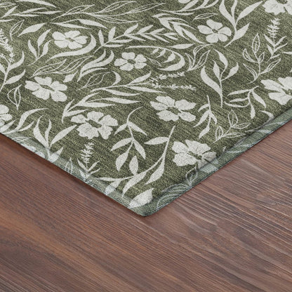 Luxury Washable Indoor/Outdoor Soft Essentials SE4 Green 8' x 10' Rug