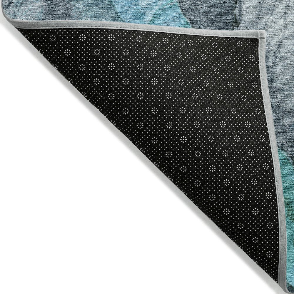 Machine Washable Indoor/Outdoor Chantille Teal 9' x 12' Rug