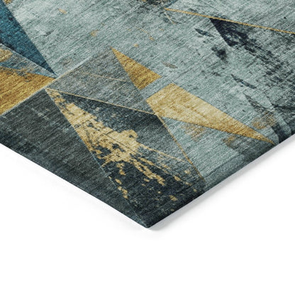 Machine Washable Indoor/Outdoor Chantille Teal 9' x 12' Rug
