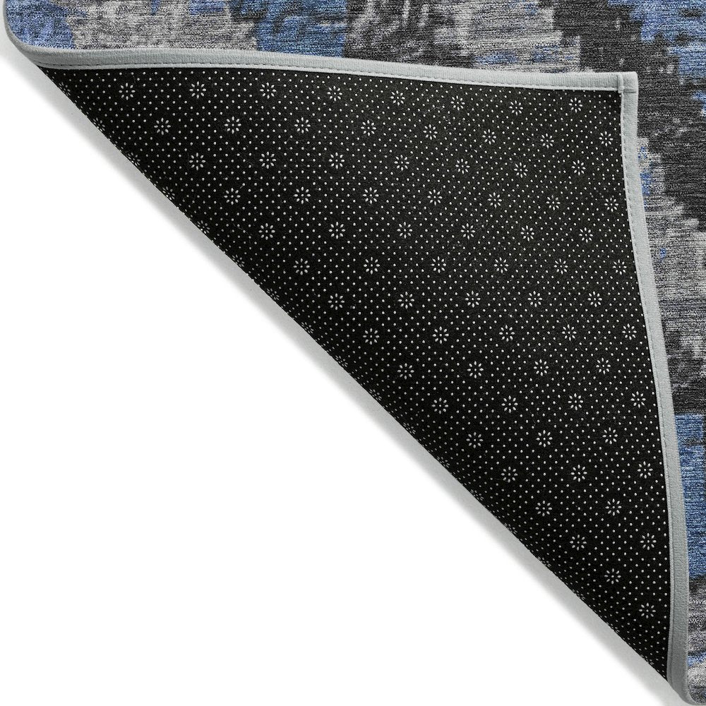 Machine Washable Indoor/Outdoor Chantille Blue 9' x 12' Rug