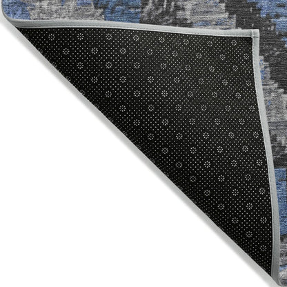 Machine Washable Indoor/Outdoor Chantille Blue 9' x 12' Rug