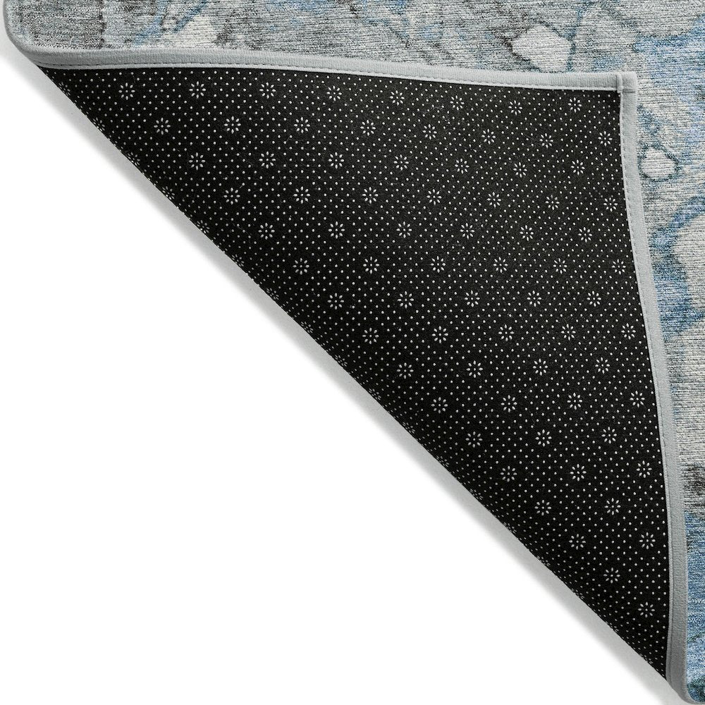 Machine Washable Indoor/Outdoor Chantille Blue 9' x 12' Rug