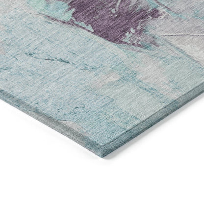 Machine Washable Indoor/Outdoor Chantille Teal 9' x 12' Rug