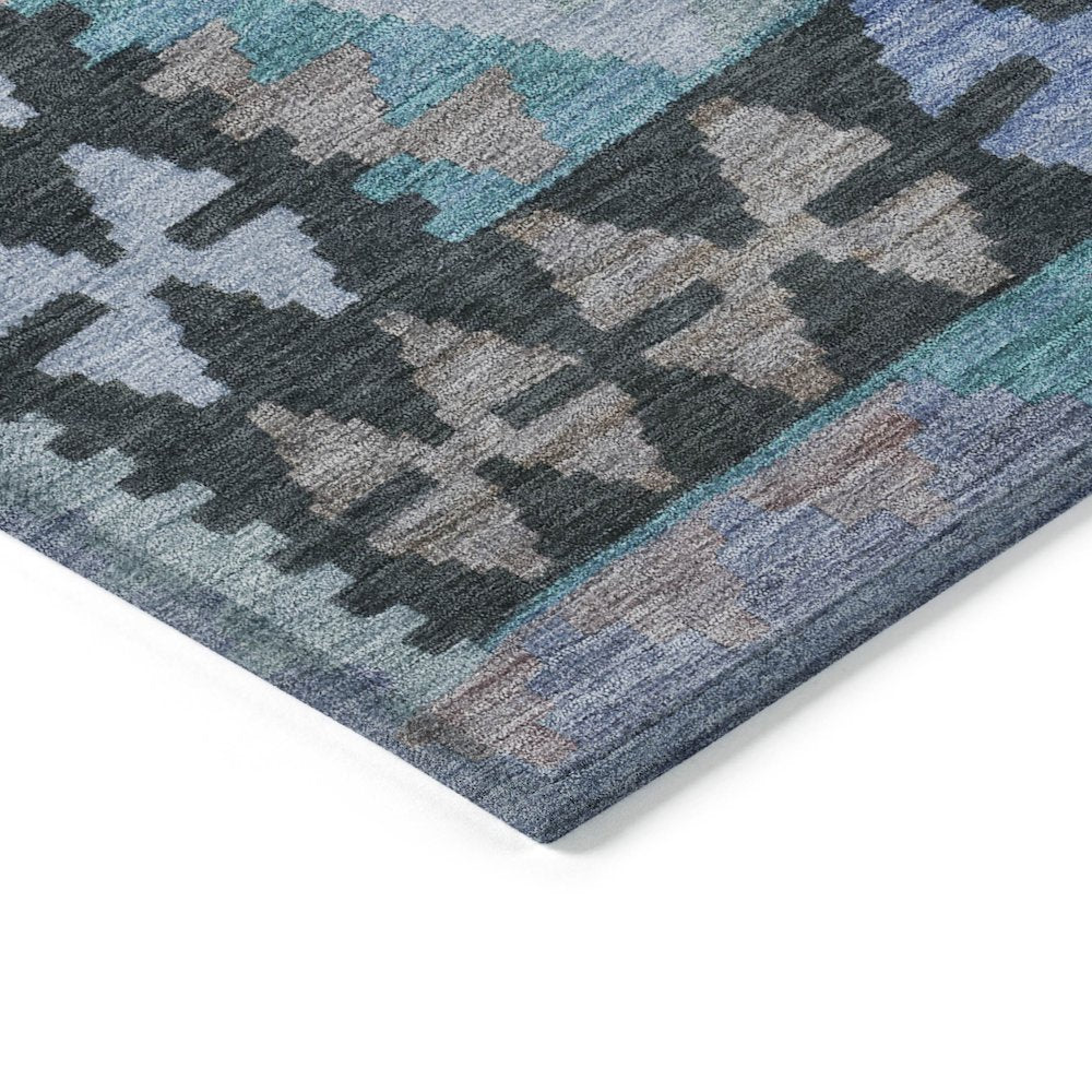 Machine Washable Indoor/Outdoor Chantille Teal 9' x 12' Rug