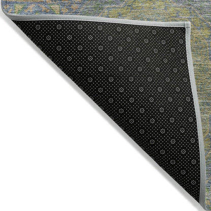 Machine Washable Indoor/Outdoor Chantille Blue 9' x 12' Rug