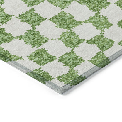 Machine Washable Indoor/Outdoor Chantille Green 9' x 12' Rug