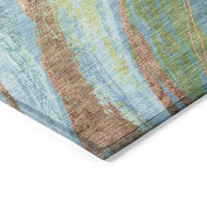 Machine Washable Indoor/Outdoor Chantille ACN2037 Blue 9' x 12' Rug