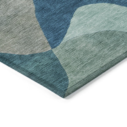 Machine Washable Indoor/Outdoor Chantille ACN2141 Teal 9' x 12' Rug
