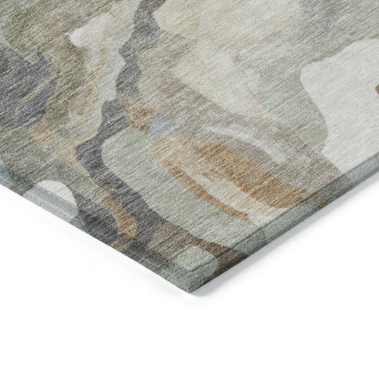 Machine Washable Indoor/Outdoor Chantille ACN2162 Khaki 9' x 12' Rug