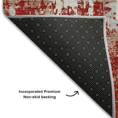 Premium Machine Washable Mayfield AMF1008 Red 9' x 12' Rug