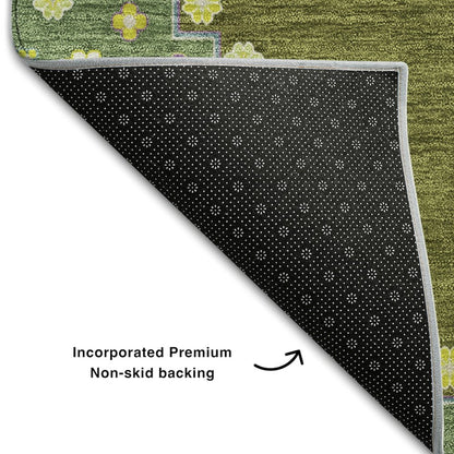 Premium Machine Washable Mayfield AMF1014 Olive 9' x 12' Rug