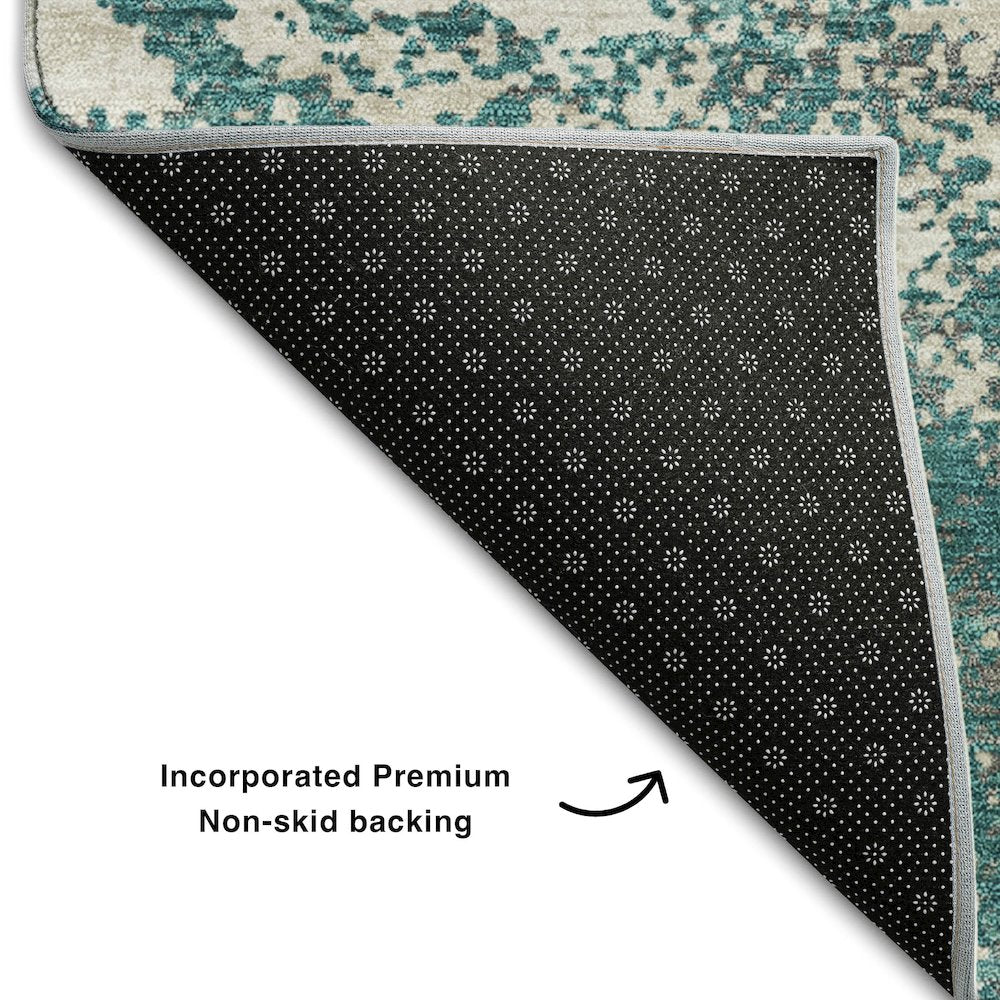 Premium Machine Washable Mayfield AMF1027 Teal 9' x 12' Rug