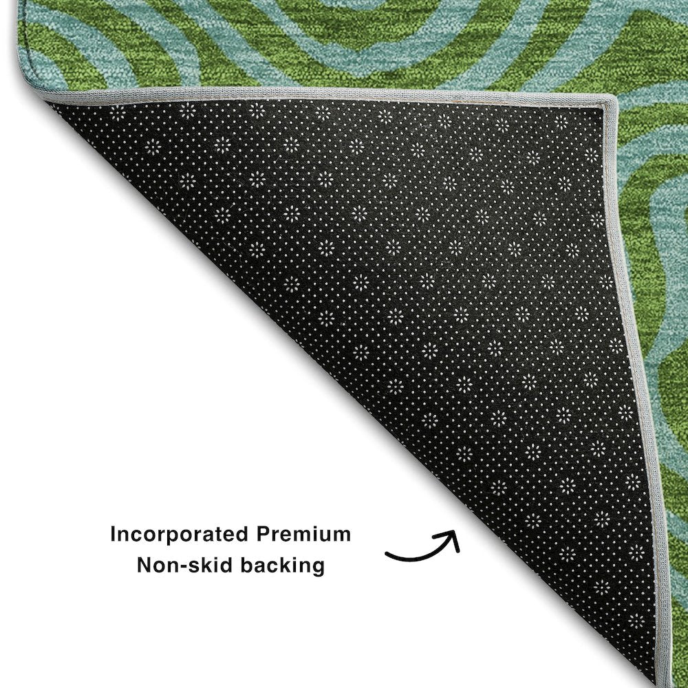 Premium Machine Washable Mayfield AMF1031 Green 9' x 12' Rug