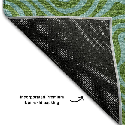 Premium Machine Washable Mayfield AMF1031 Green 9' x 12' Rug