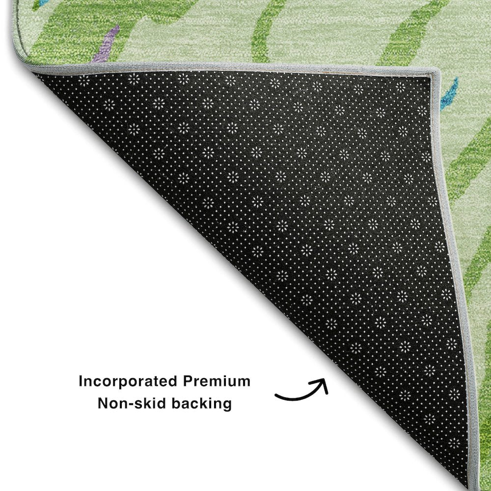 Premium Machine Washable Mayfield AMF1037 Green 9' x 12' Rug