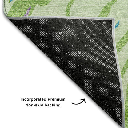 Premium Machine Washable Mayfield AMF1037 Green 9' x 12' Rug