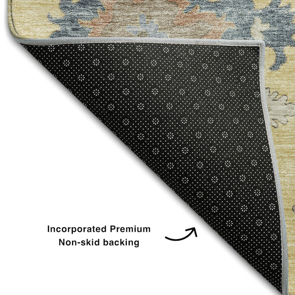 Premium Machine Washable Mayfield AMF1218 Gold 9' x 12' Rug